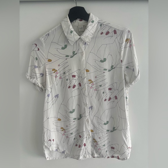 Simons Tops - Hand Design print Women’s button up Shirt from Simon’s Twik